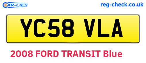 YC58VLA are the vehicle registration plates.