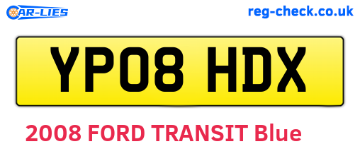 YP08HDX are the vehicle registration plates.