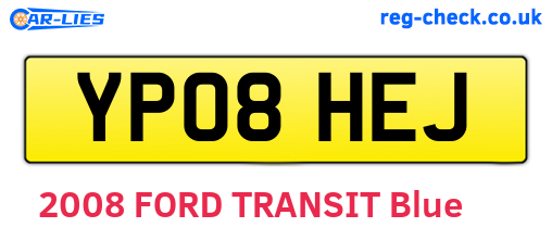 YP08HEJ are the vehicle registration plates.