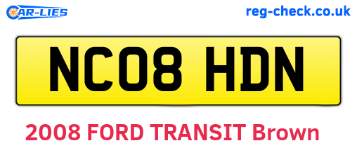 NC08HDN are the vehicle registration plates.
