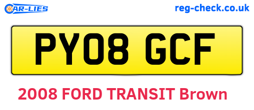 PY08GCF are the vehicle registration plates.
