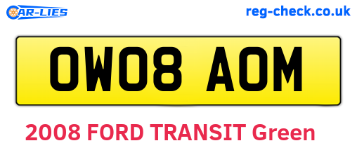 OW08AOM are the vehicle registration plates.