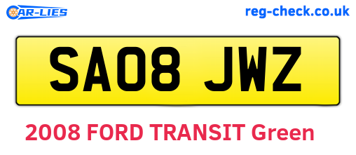 SA08JWZ are the vehicle registration plates.