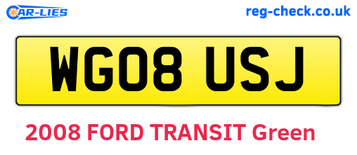 WG08USJ are the vehicle registration plates.