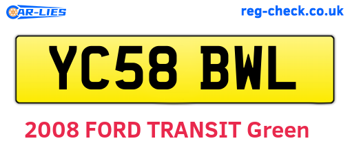 YC58BWL are the vehicle registration plates.
