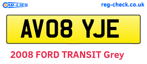 AV08YJE are the vehicle registration plates.