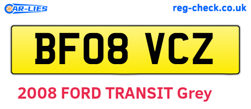 BF08VCZ are the vehicle registration plates.