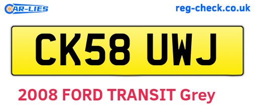 CK58UWJ are the vehicle registration plates.