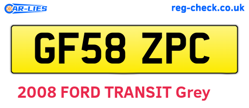GF58ZPC are the vehicle registration plates.