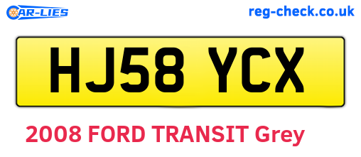 HJ58YCX are the vehicle registration plates.