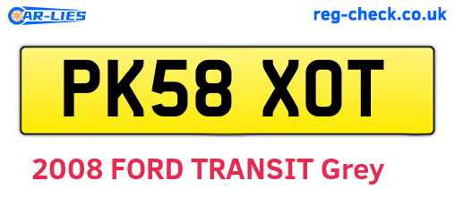 PK58XOT are the vehicle registration plates.