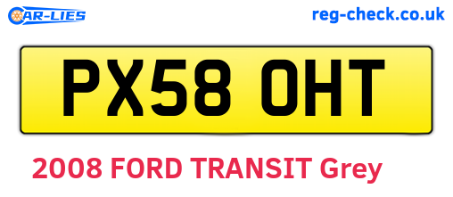 PX58OHT are the vehicle registration plates.