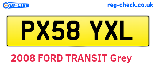 PX58YXL are the vehicle registration plates.