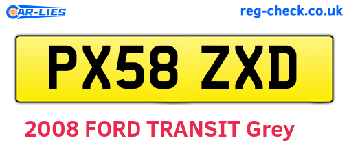 PX58ZXD are the vehicle registration plates.