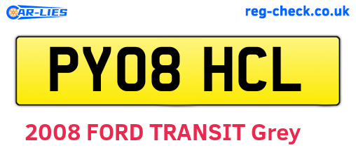 PY08HCL are the vehicle registration plates.
