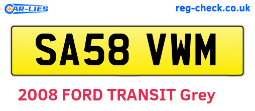 SA58VWM are the vehicle registration plates.