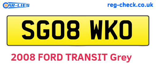 SG08WKO are the vehicle registration plates.