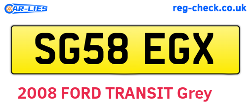SG58EGX are the vehicle registration plates.