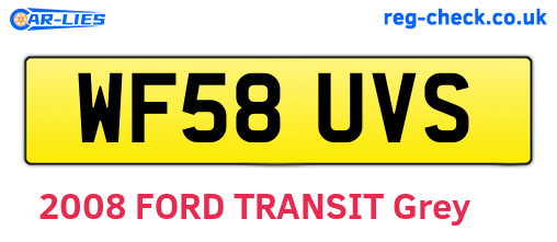 WF58UVS are the vehicle registration plates.