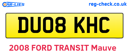 DU08KHC are the vehicle registration plates.