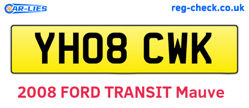 YH08CWK are the vehicle registration plates.