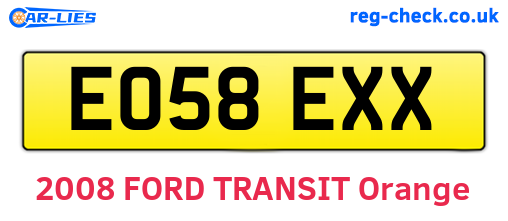 EO58EXX are the vehicle registration plates.