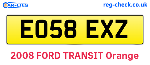 EO58EXZ are the vehicle registration plates.