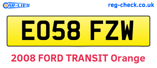 EO58FZW are the vehicle registration plates.