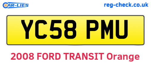YC58PMU are the vehicle registration plates.
