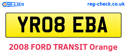 YR08EBA are the vehicle registration plates.