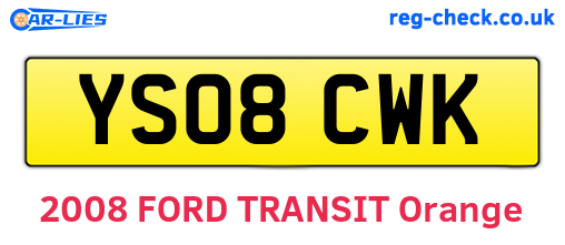 YS08CWK are the vehicle registration plates.