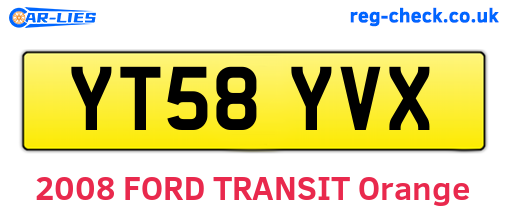 YT58YVX are the vehicle registration plates.
