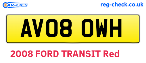 AV08OWH are the vehicle registration plates.