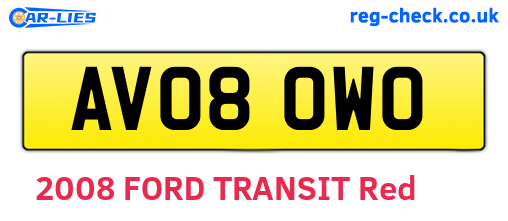 AV08OWO are the vehicle registration plates.