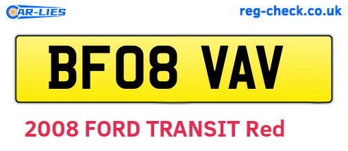 BF08VAV are the vehicle registration plates.