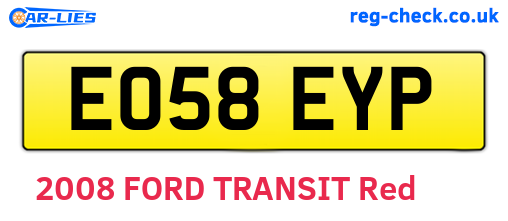 EO58EYP are the vehicle registration plates.