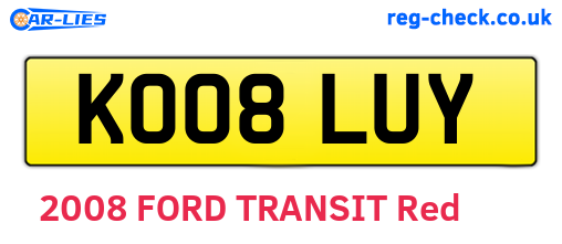 KO08LUY are the vehicle registration plates.