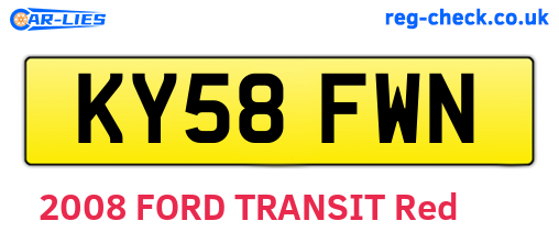 KY58FWN are the vehicle registration plates.