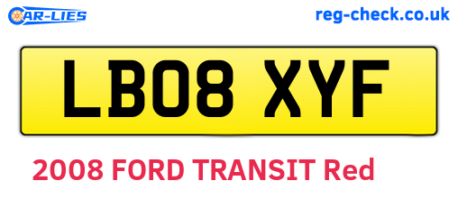 LB08XYF are the vehicle registration plates.