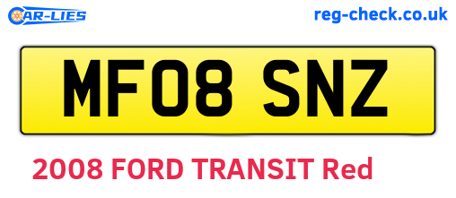 MF08SNZ are the vehicle registration plates.