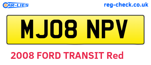 MJ08NPV are the vehicle registration plates.