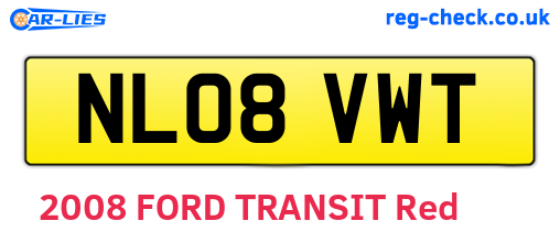 NL08VWT are the vehicle registration plates.