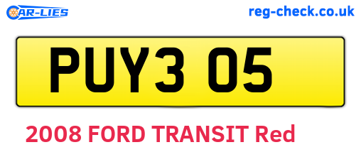PUY305 are the vehicle registration plates.