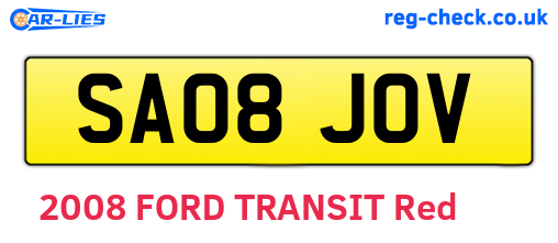 SA08JOV are the vehicle registration plates.