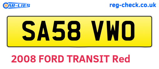 SA58VWO are the vehicle registration plates.