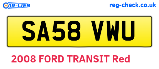 SA58VWU are the vehicle registration plates.