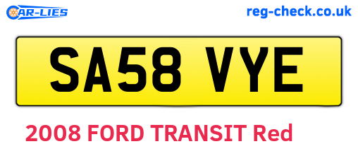 SA58VYE are the vehicle registration plates.