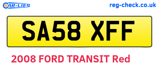 SA58XFF are the vehicle registration plates.