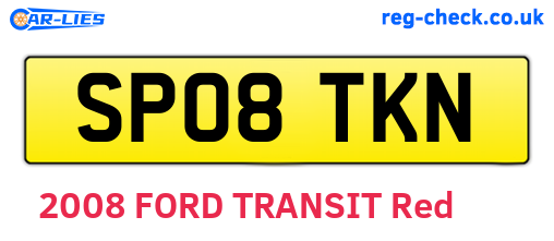 SP08TKN are the vehicle registration plates.