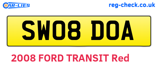 SW08DOA are the vehicle registration plates.